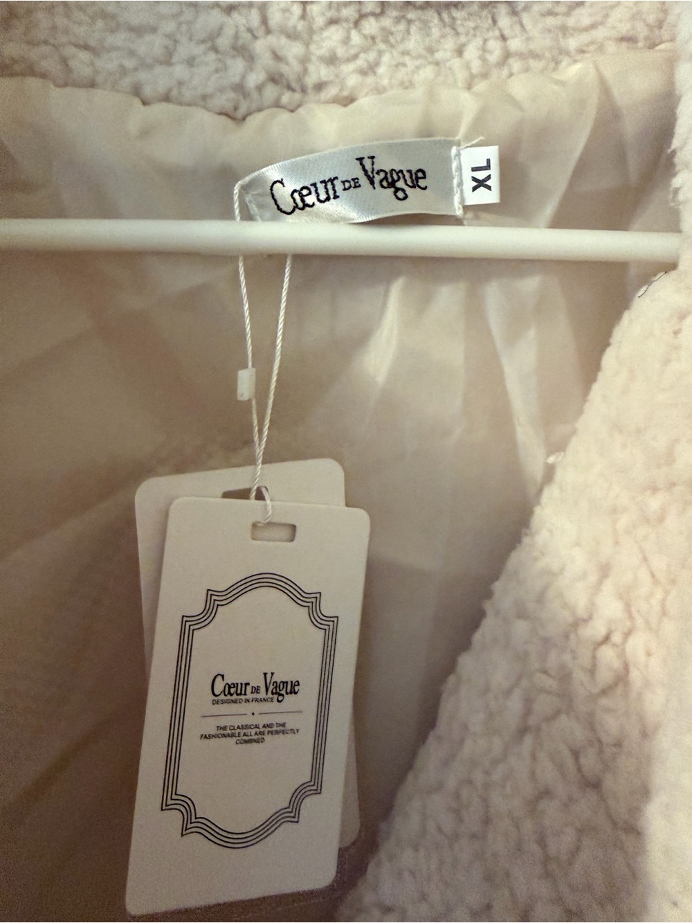 Cozy Cream Teddy Peacoat Jacket by Grace & Vogue - Picture 2 of 7